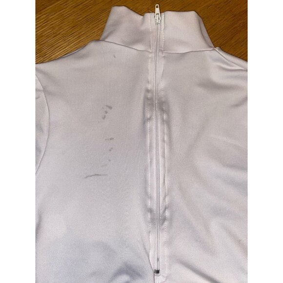 White Mock Neck Long Sleeve Crop Top With Zipper - Picture 6 of 6